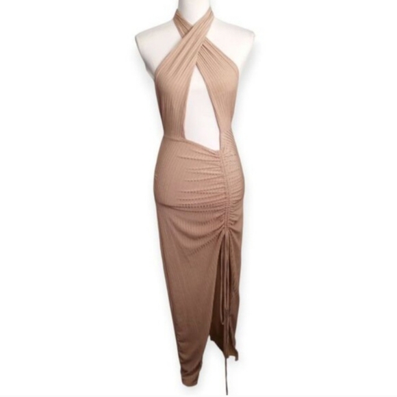 Lilyful Elegant Nude Halter Dress Sz.S EUC . - Picture 2 of 9